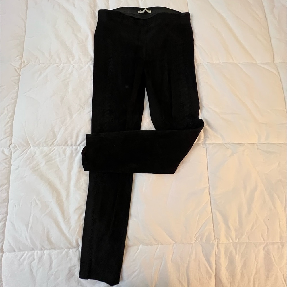 Rebecca Minkoff black suede leggings w/ stitch detail